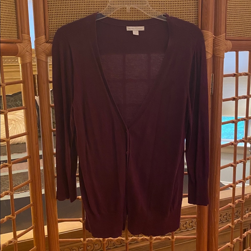 NY&C Burgundy Knit Cardigan Sweater